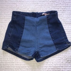 High Waisted Two Tone Shorts